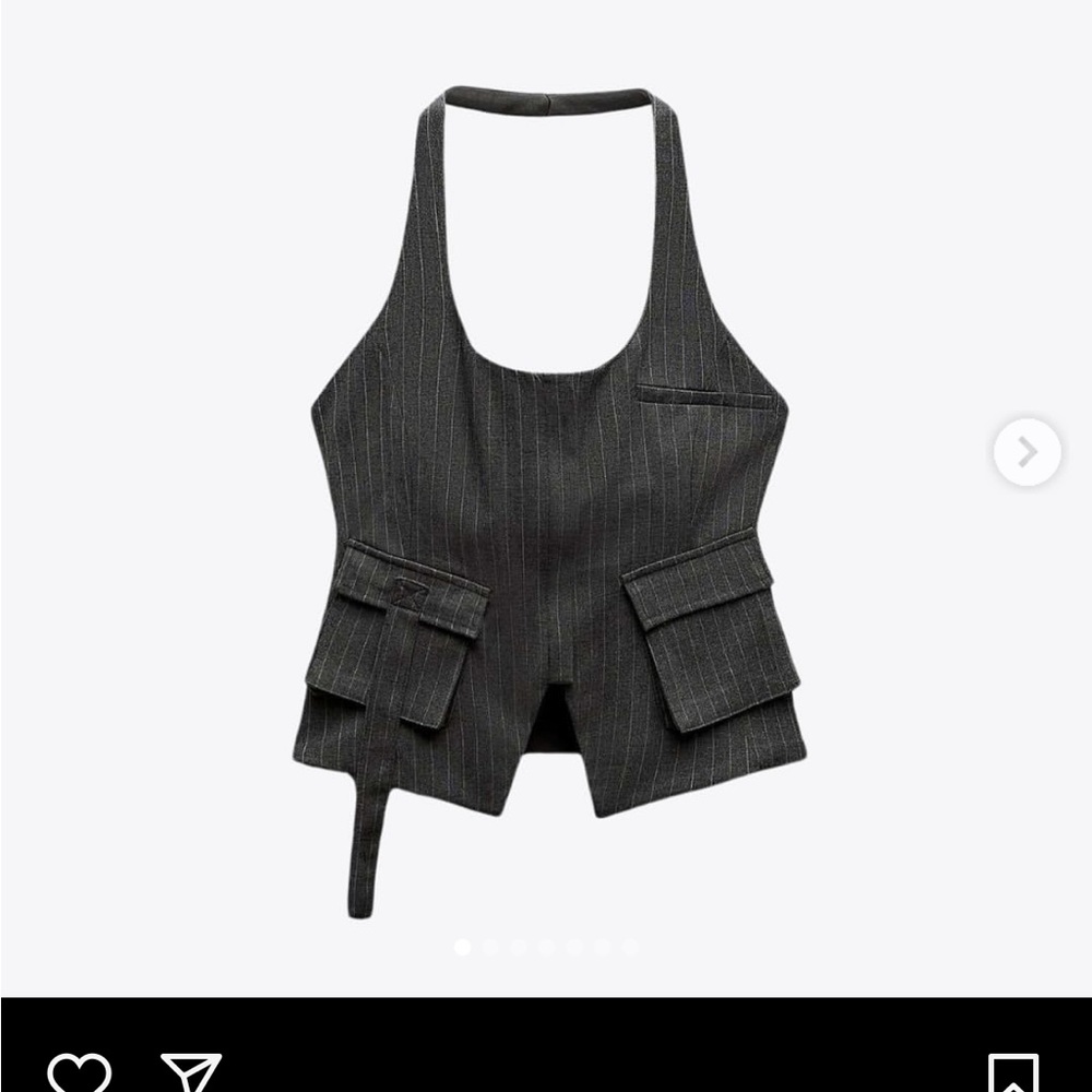 Zara Gray Pinstripe Halter Top